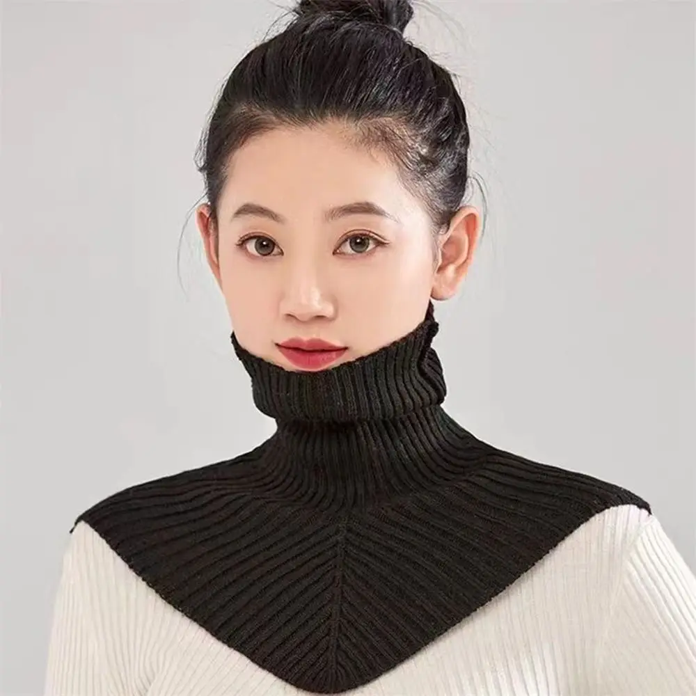 Fashion Winter Warm Knitted Scarves Wool Irregular Design Turtleneck Scarf Soft Short Wrap for Outdoor