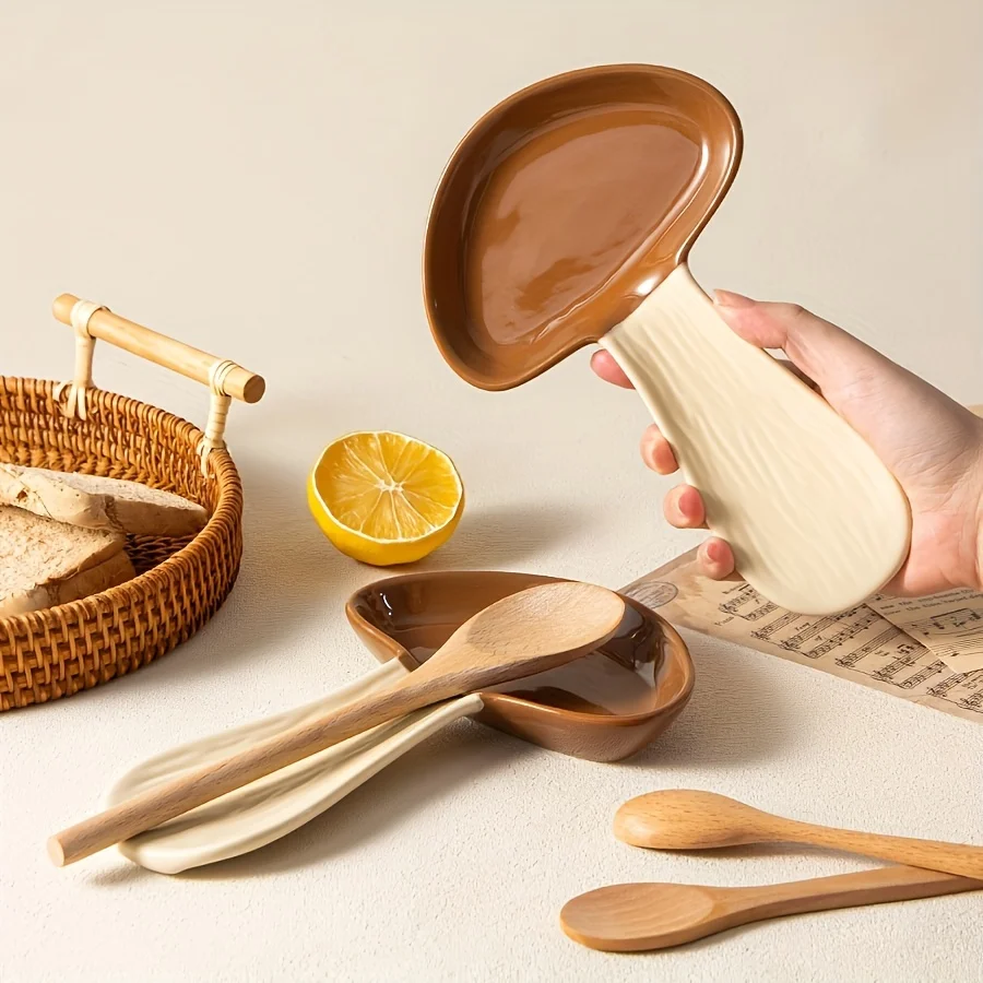 Modern Creative Mushroom Spoon Rest Heat Resistant High Aesthetic Dining Tableware Kitchen Dishware