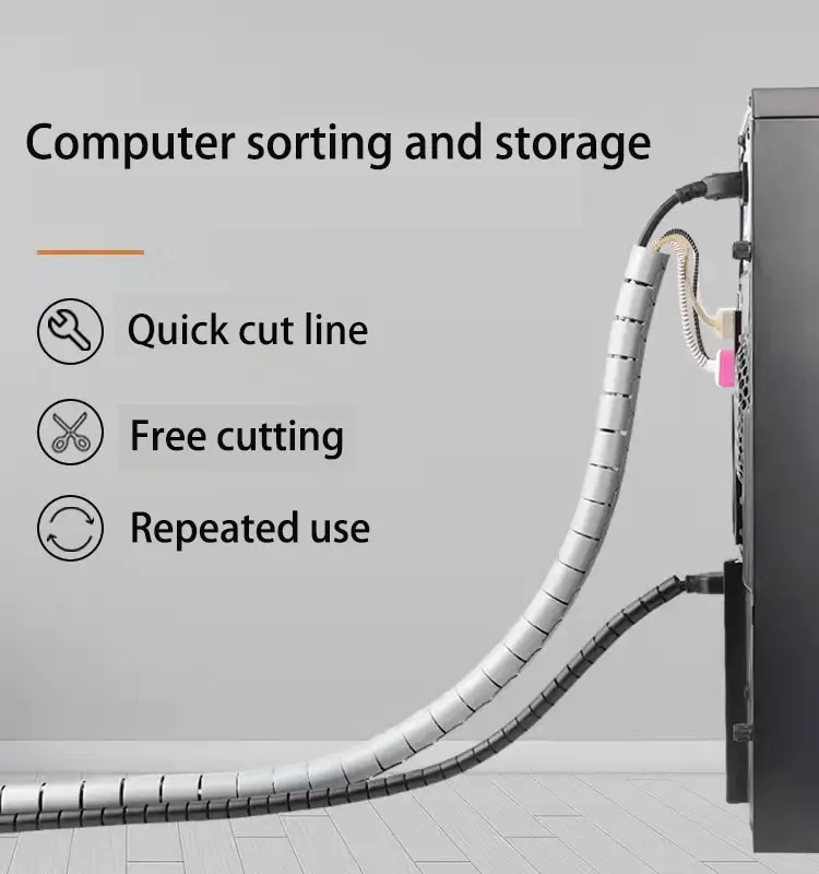 Flexible Spiral Cable Wire Protector Cable Manager Computer Wire Protection Pipe Clamp Manager Management Tool