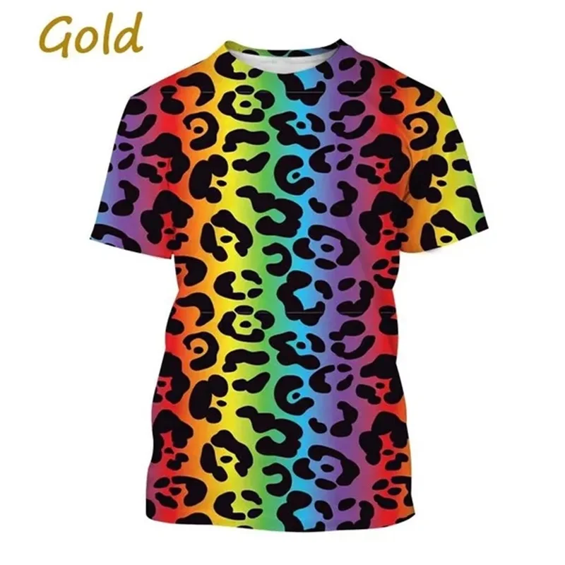 

3D Printed Leopard Graphic T Shirts Cool Men's Personality T-shirt Tops Short Sleeve Plus Size Wild Cheetah Casual Tees