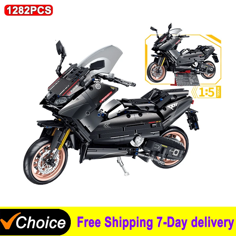 1282PCS Classic Motorbike Building Model Blocks Moto Road Racer Bricks Christmas Gifts Toys for Kid Boy Children Adult Technical