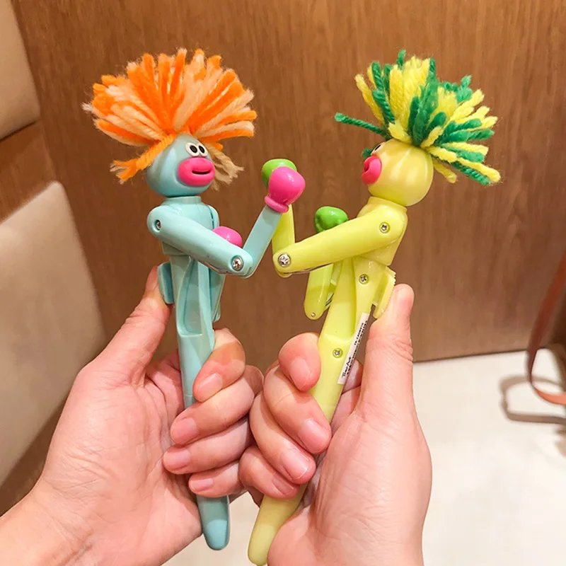 Novelty Funny Ugly Bomb Hair Boxing Pen Drawing Toys Children's Stress Relief Toys Cute Neutral Pen Toy Student Supplies