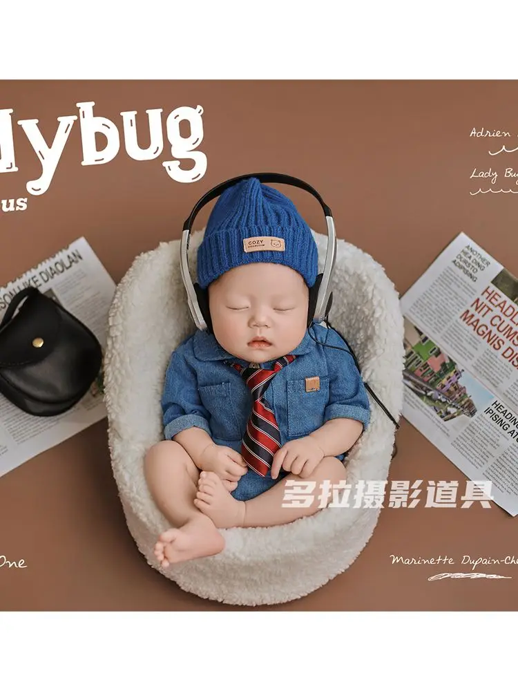 Newborn photography props newborn baby photography clothes studio denim themed background yeni doğan bebek giyim  신생아사진