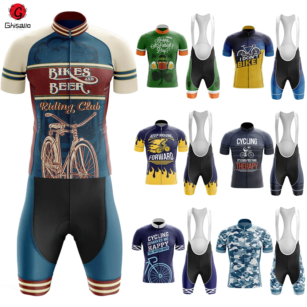 

Мужской комплект велосипедного трикотажа Retro Beer Riding Club для мужчин, велосипедный костюм в стиле ретро, велосипедный рукав, нагрудник, шорты, командная одежда Por, лето