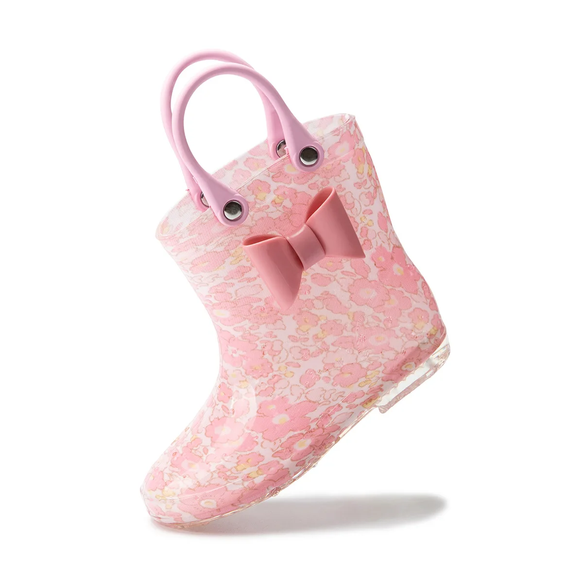 Fashion Handle Rain Boots Kids Bowtie Pink Girls Shoes Waterproof PVC Rainboots Baby New Girls Boots For Kids botte de pluie