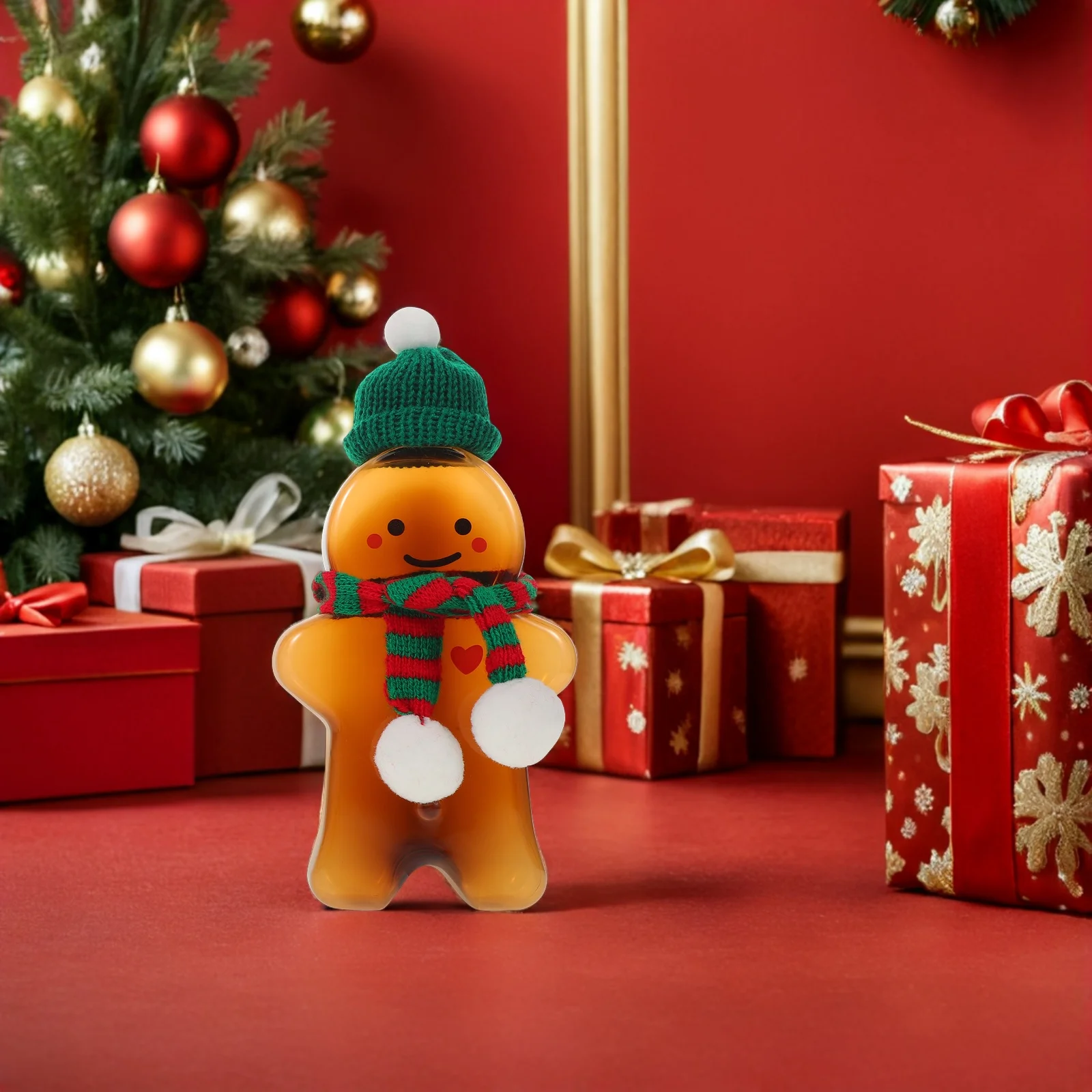 

1 Set Gingerbread Man Bottle 500ml Christmas Gingerbread Man Plastic Juice Bottles With Hat And Scarf Drink Containers
