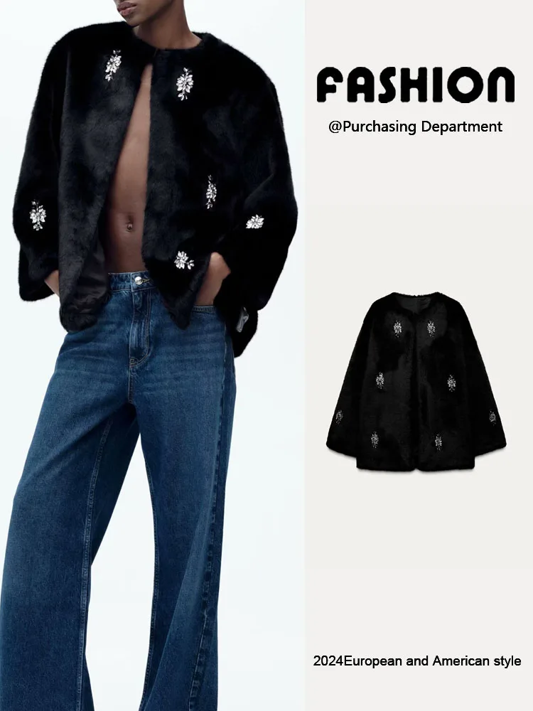 

Spring New Arrival Women's Jaet Faux Fur Lined Long Sve Warmth Embedded Jewelry Commute Sle round Ne Other 00%