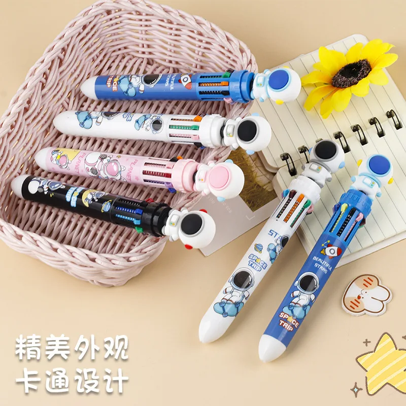 

25 Pcs Creative Ten Color Ballpoint Pens Astronaut Student Cartoon Multi Color Ballpoint Pen Stationery School Supplies