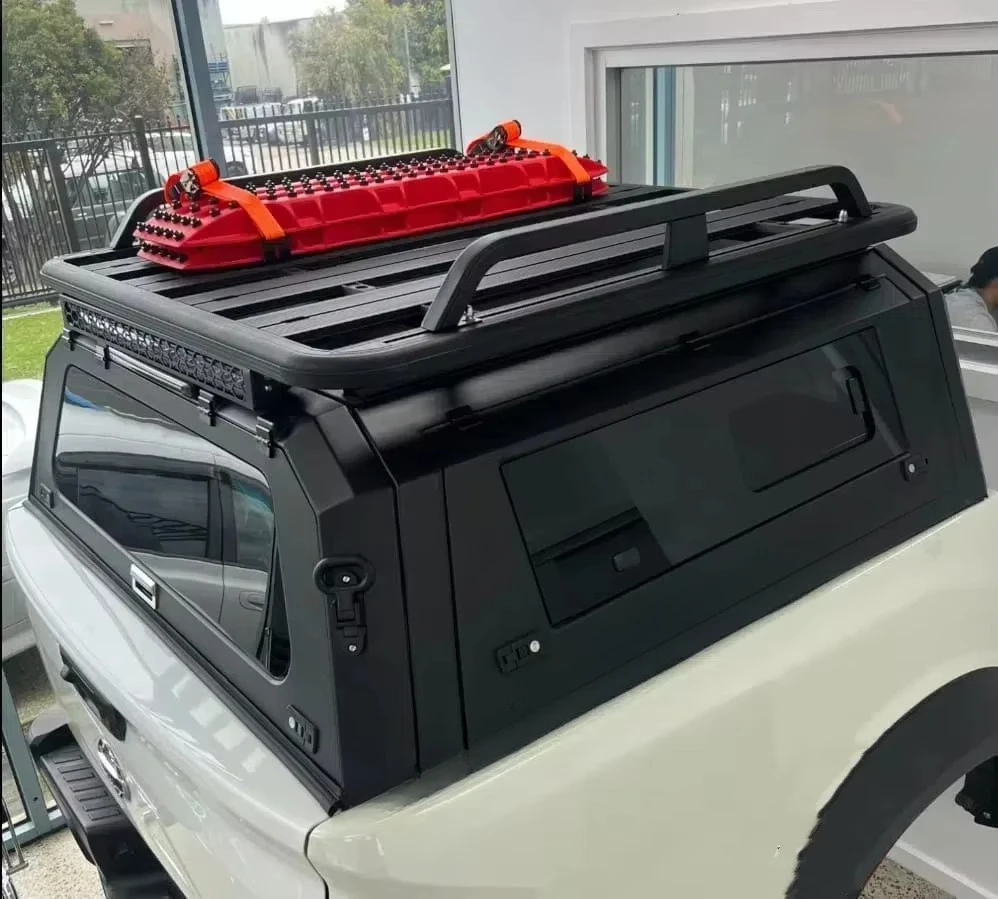 Waterproof Truck Canopy for  BT-50 High-Rise Truck Cap with Roof Racks Black Matte Truck Topper