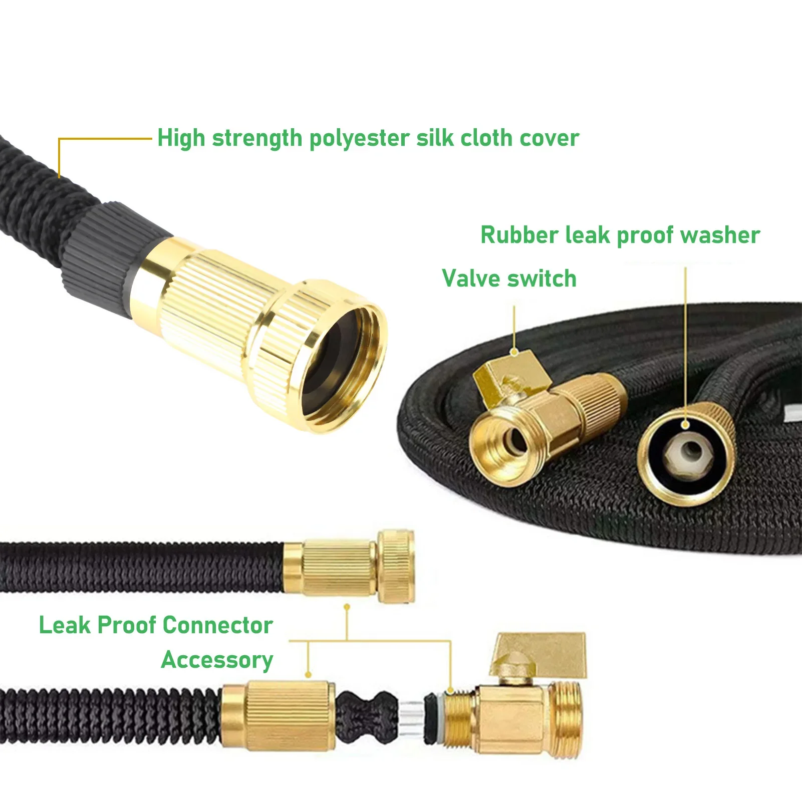 Garden Watering Hose Leakproof Knot Proof Expandable Garden Hose Adjustable Water Flow 7.5m Multi Functional for Car Washing