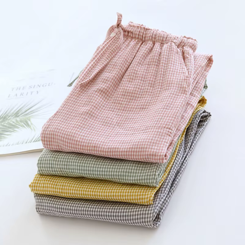 

Spring Autumn Women Sleeping Pants Women's 100% Cotton Home Loungewear Women Pajama Pants Casual Plaid Design Pyjama PJ Pants