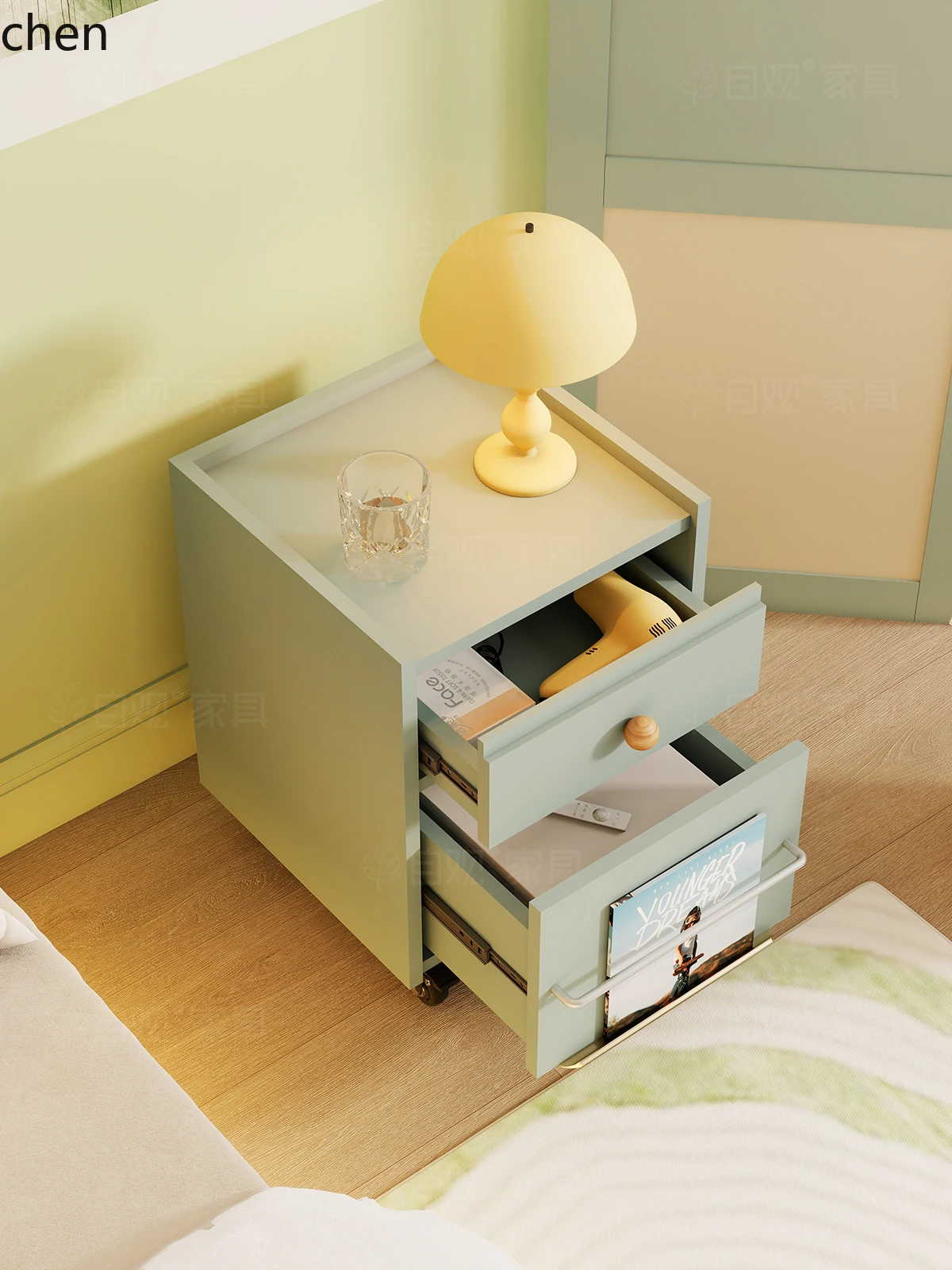 ZML خزانة جانبية غرفة المعيشة وطاولة الوجبات الخفيفة غرفة نوم خزانة بجانب السرير تخزين المنزل طاولة جانبية بسيطة خزانة ذات درجين