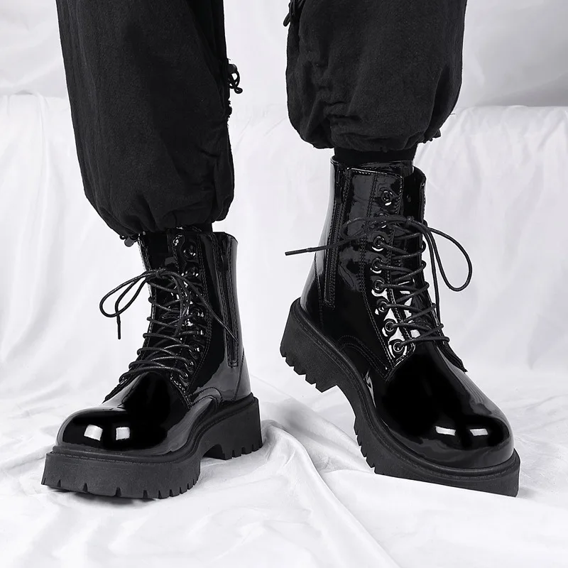 

High-quality Mens Boots British Style Workwear Boots Black Motorcycle Boots High Top Soft Leather Waterproof Casual Leather Boot