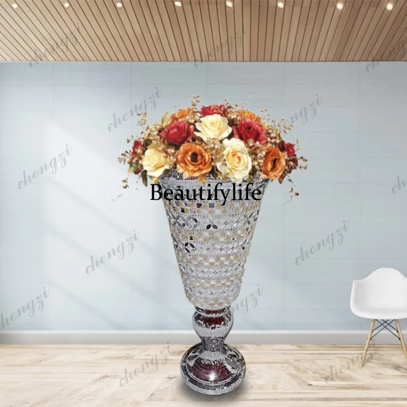 A95 simple sticker chain colored diamond floor simulation flower device modern fiberglass vase ornament
