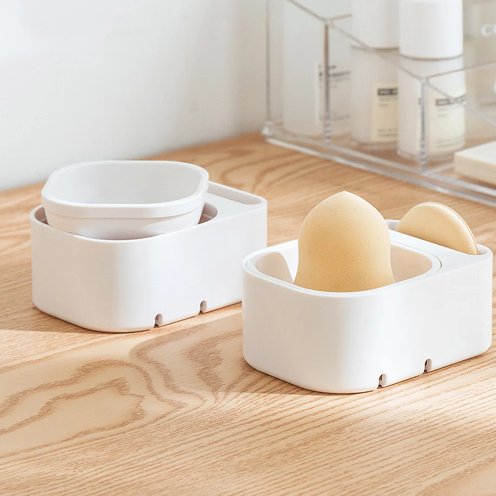 

Makeup Sponge Holder Travel Case Lightweight Hollow Design Makeup Puff Rack Easy Drying Sponge Storage Box Puff Stand
