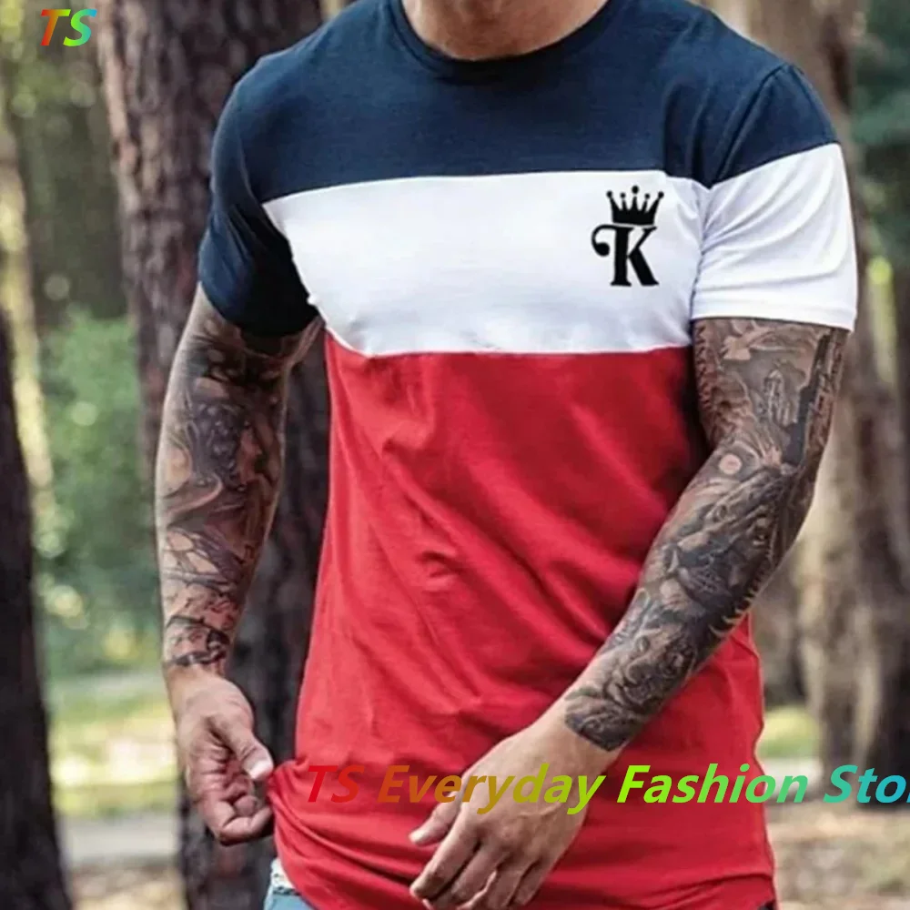 Male Oversized O-neck Top 3d Casual Print Mens T Shirt Stripe Clothes Summer Men Short Sleeve Tee Harajuku Street T-Shirt Daily