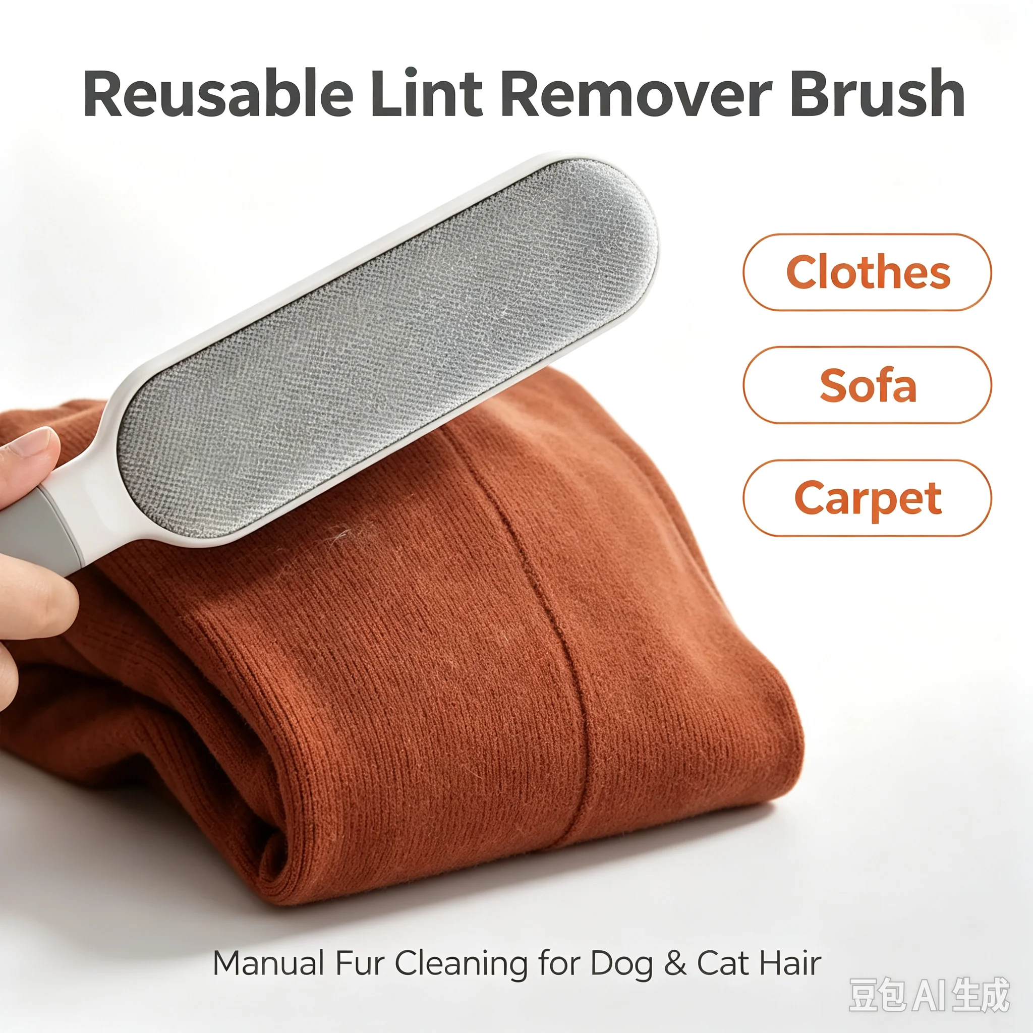 Double Sided Pet Hair Remover Brush, Manual Electrostatic Lint Brush, Reusable Fluff Remover for Clothes, Sofa, Furniture, Carpe