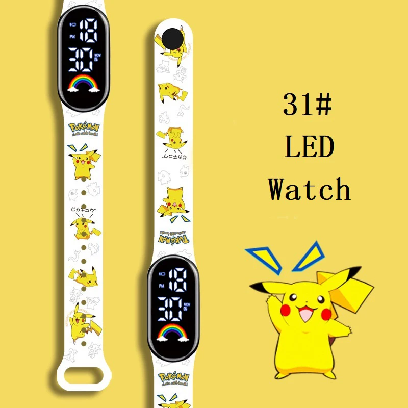 

Pokemon Strap LED Electronic Watch Fashion Colorful Bracelet Touch Waterproof Anime Character Pikachu Children's Birthday Watchs