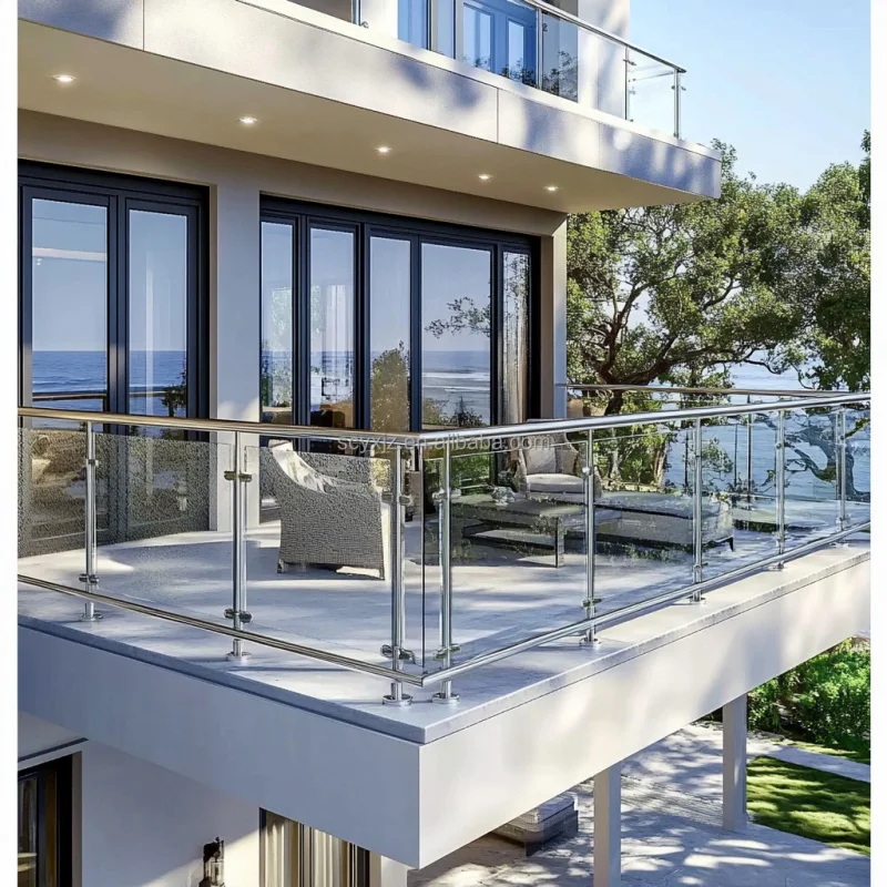custom.2026 High Quality Project Balustrade Glass Railing Balcony Stainless Steel Handrail