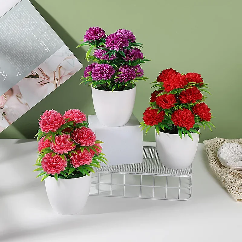 

Artificial plants small hydrangeas chrysanthemums bonsai, fake flower potted plants, garden home decor ornaments