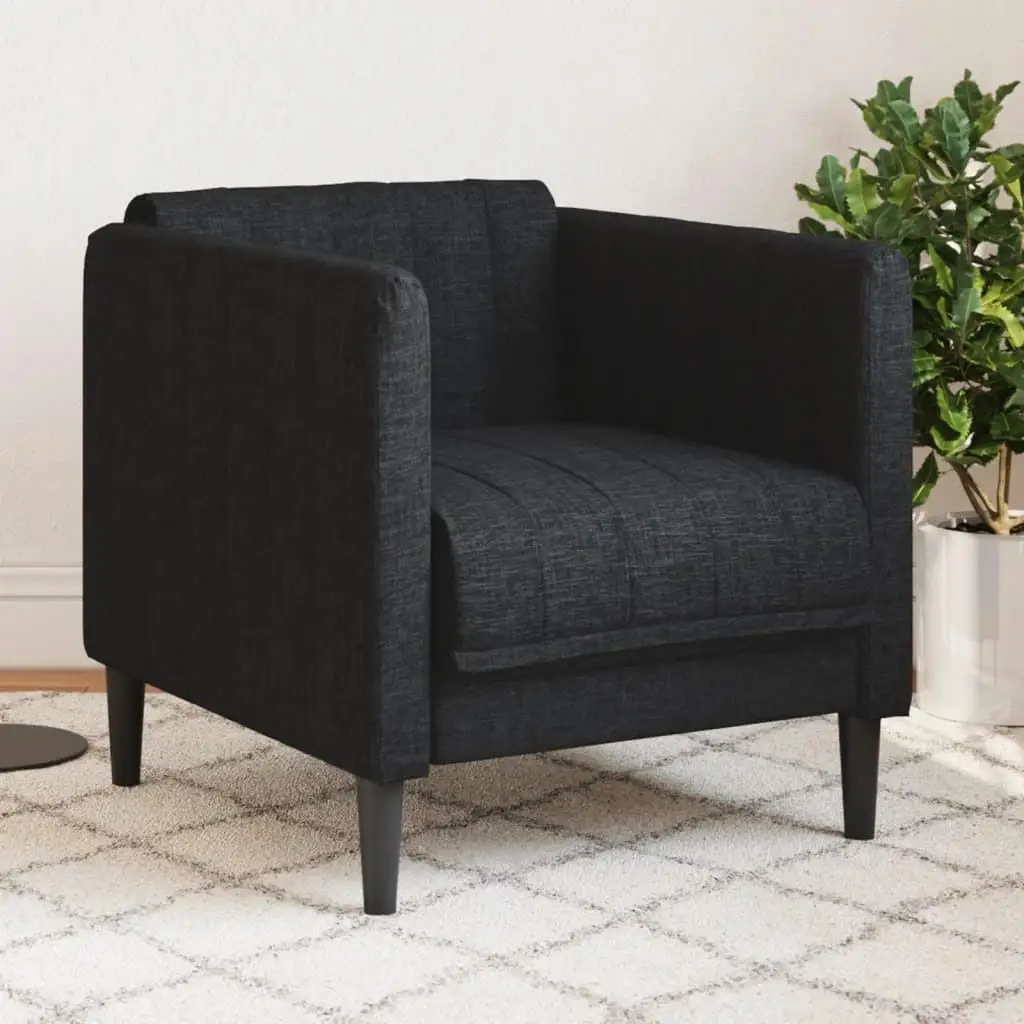 

Stylish Black Sofa Chair Durable 100 Polyester Plywood Solid Wood Single Seat Furniture