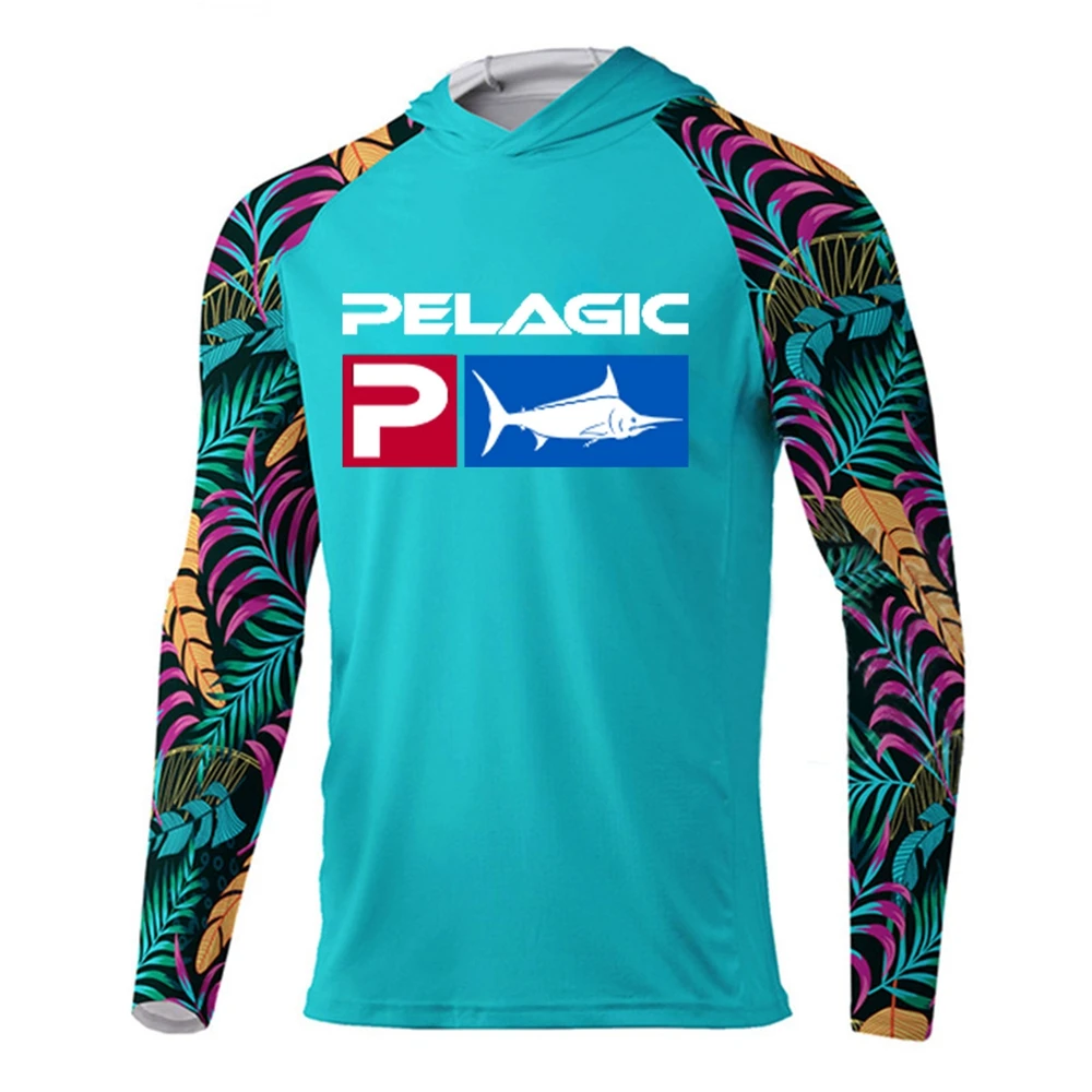 New Fishing Hoodie Pelagic Men Clothes Summer Breathable Long Sleeve Fishing Shirt Sun Protection Camouflage Fishing Shirts Tops