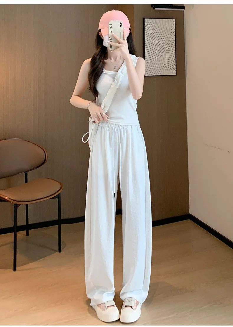 

Ice Silk Pants Korean Reviews Many Clothes Wide Leg Pants Chiffon Women's Pants High Waist Woman Clothing Loose Woman Clothes