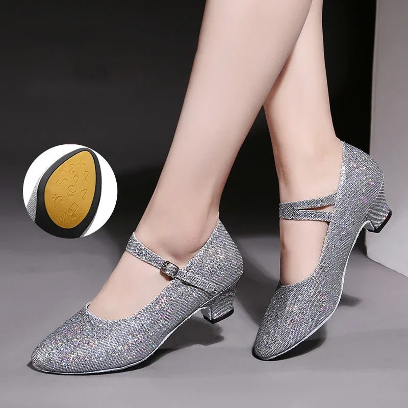 Latin Dance Shoes Lady Closed Toe Salsa Pumps Low Heels Sandals Ballroom Dancing Shoes for Women Zapatos Mujer 3.5cm 5.5cm Heels