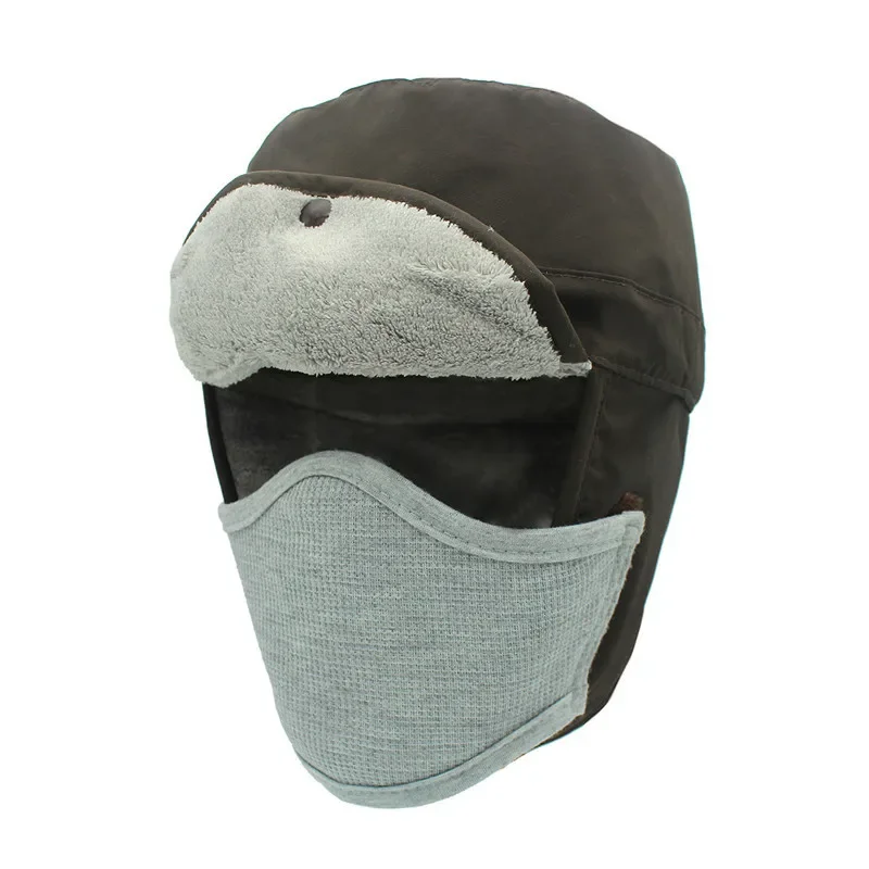 Winter Detachable Waterproof Thermal Fleece Cap Outdoor Sports Riding Hunting Climbing Hiking Warm Windproof Hat 54-60cm