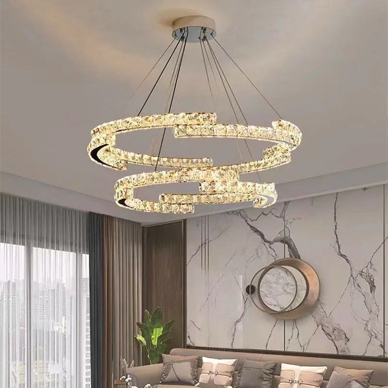 

Creative living room, luxurious LED chandelier, round dining room, home bedroom decoration and lighting, new light luxury lamps