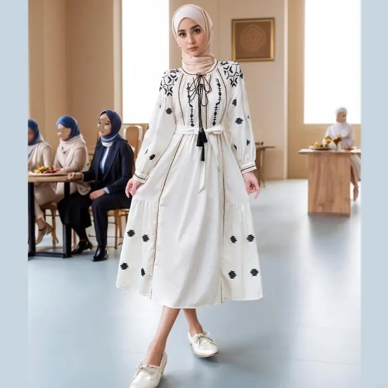 49 manches lanterne Robe kaftan pleine longueur