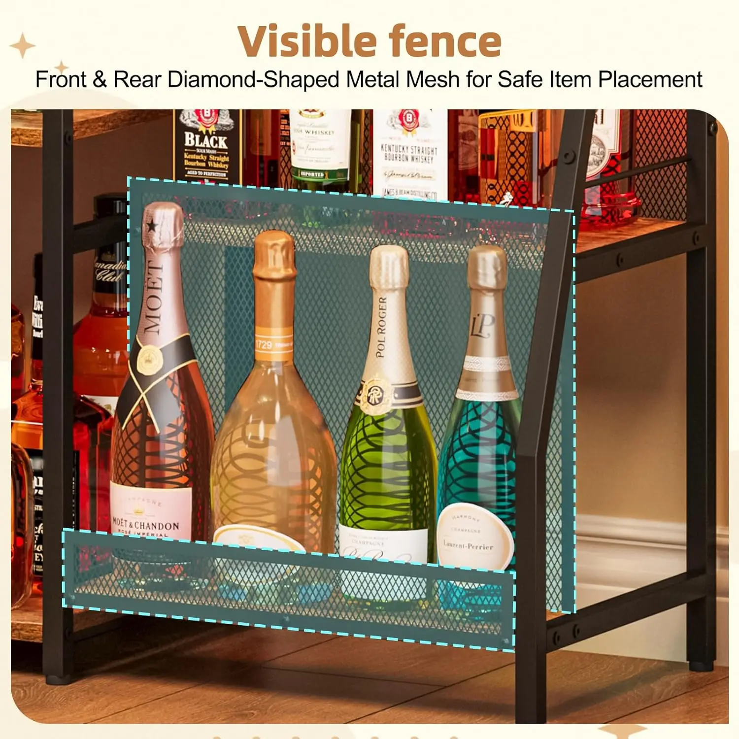 3-Tier Wine Rack with Drawer, Freestanding Bar Cabinet for Home Kitchen Apartment