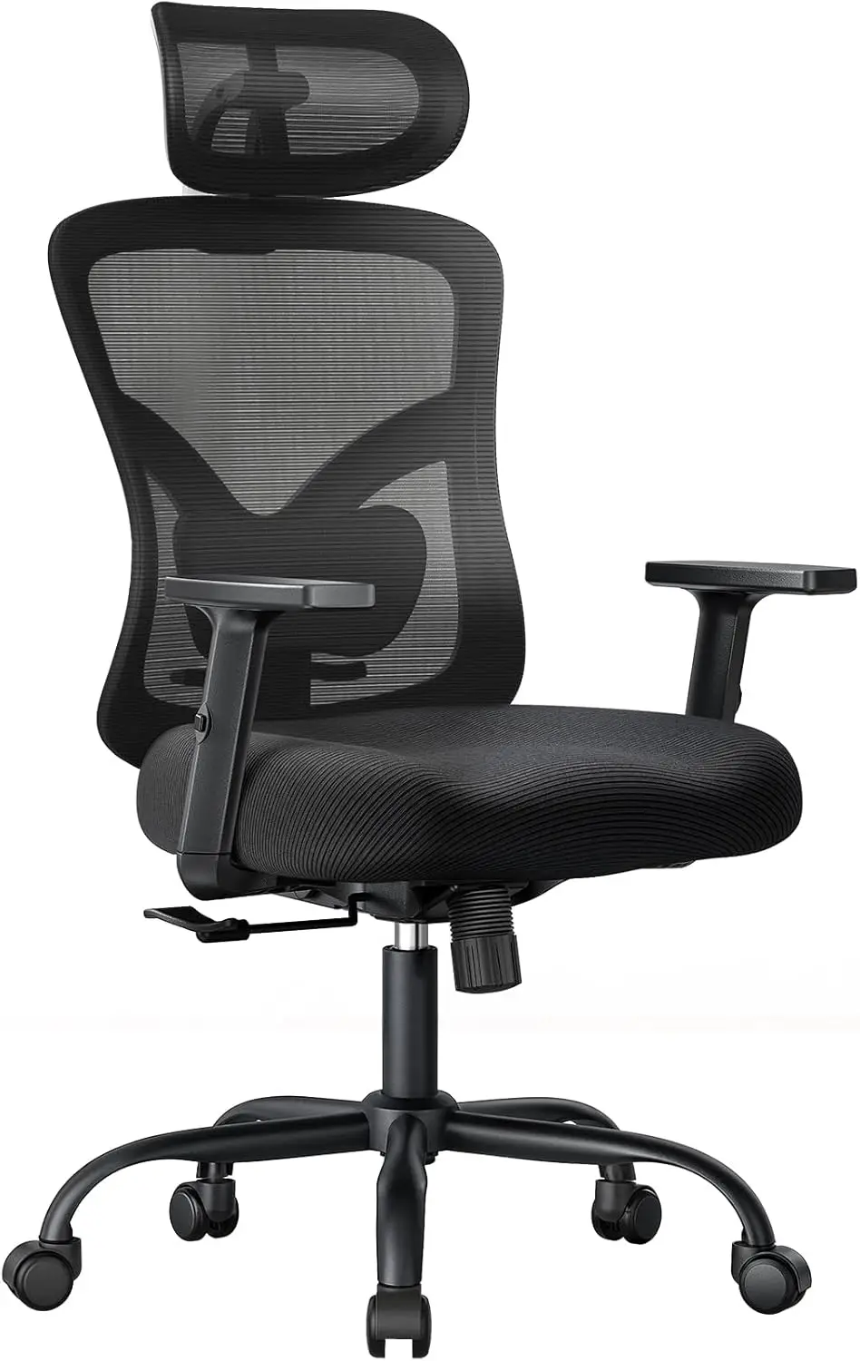 Ergonomic Office Chair with Padded Lumbar Support, 2D Headrest, Adjustable Armrests, Upgraded Contoured Seat Cushion, 130°