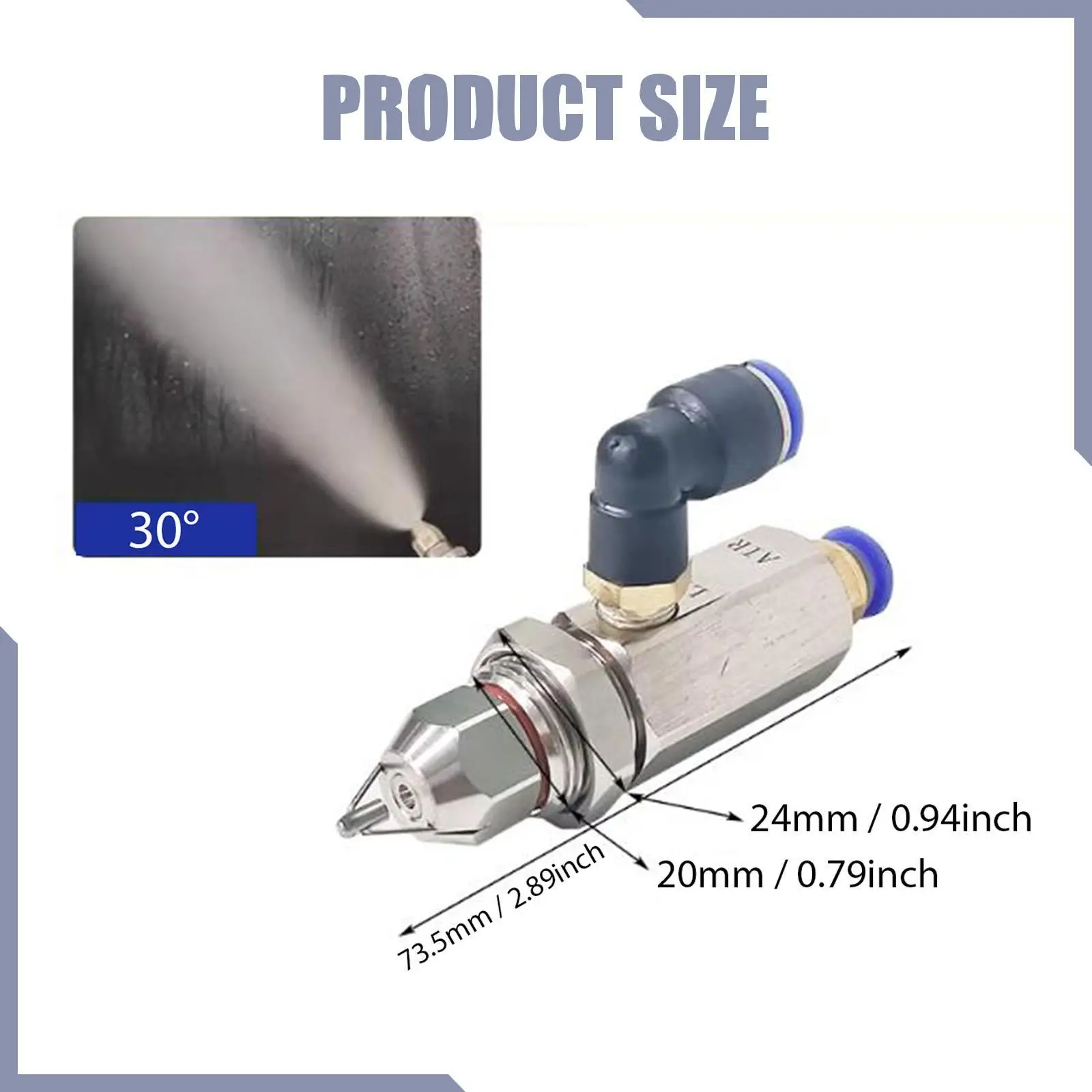 Air Atomizing Nozzle 30 Degree Bracket Stainless Steel Fine Mist Atomizer for Dust Control Workshop