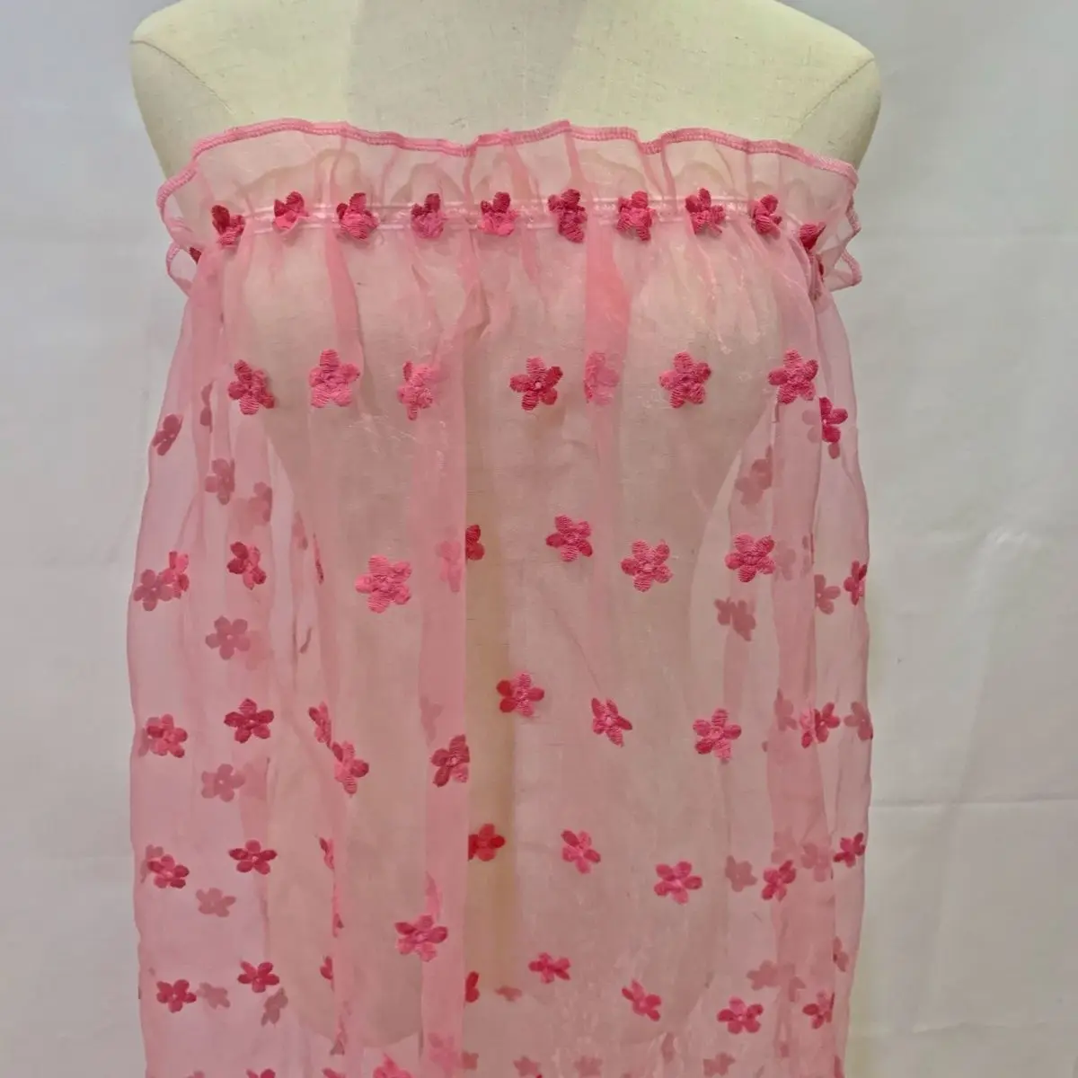 Sissy organza jurk transparante korte rok lange rok bovenkleding zonder voering gemakkelijk te lagen bloemen roze tube top rok