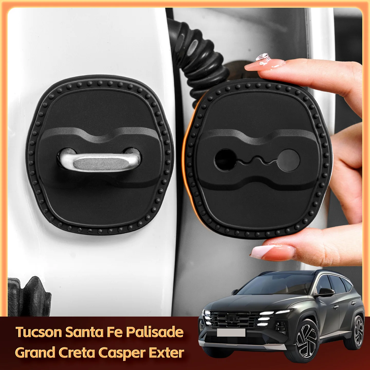

2/4Pcs Silicone Car Door Lock Cover Protective Decoration Case For Hyundai Tucson Santa Fe Palisade Grand Creta Casper Exter