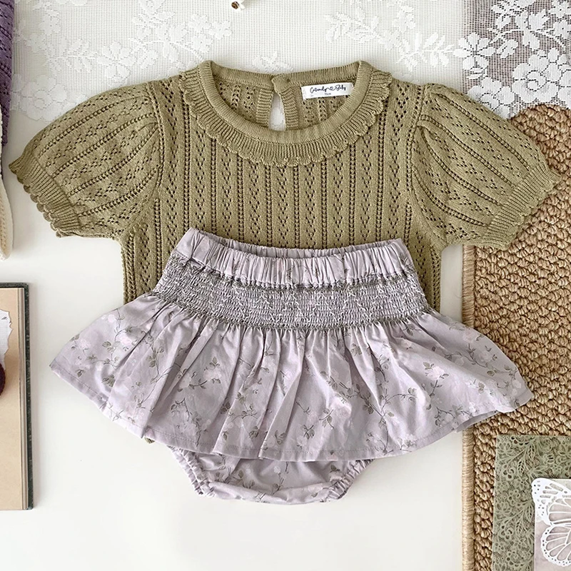 

New Summer Children Knitted Sweaters Pleated Collar Hollow Out Baby Girls Cotton Sweaters Pullovers Princess Baby Girls Sweaters