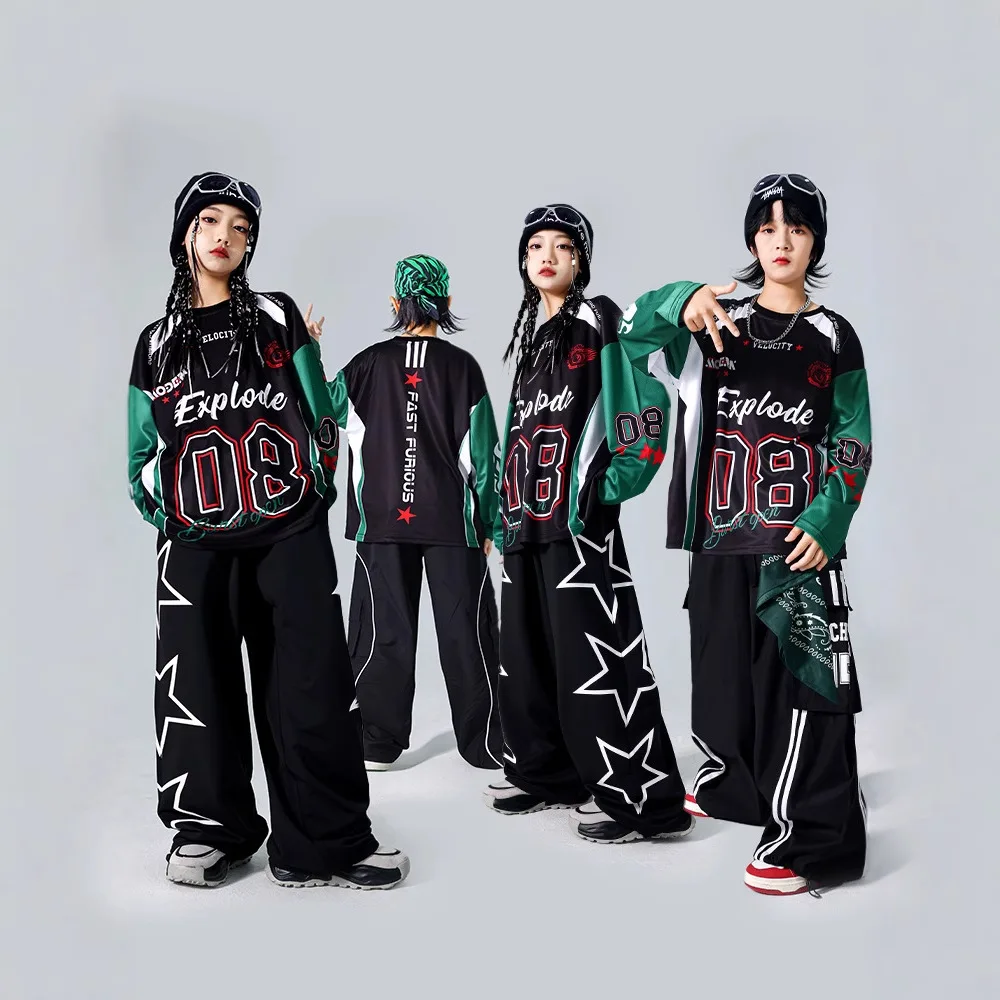 Meninos hip hop outfits legal colete calças de carga meninas k-pop trajes de dança de rua crianças jazz conjuntos de roupas crianças streetwear