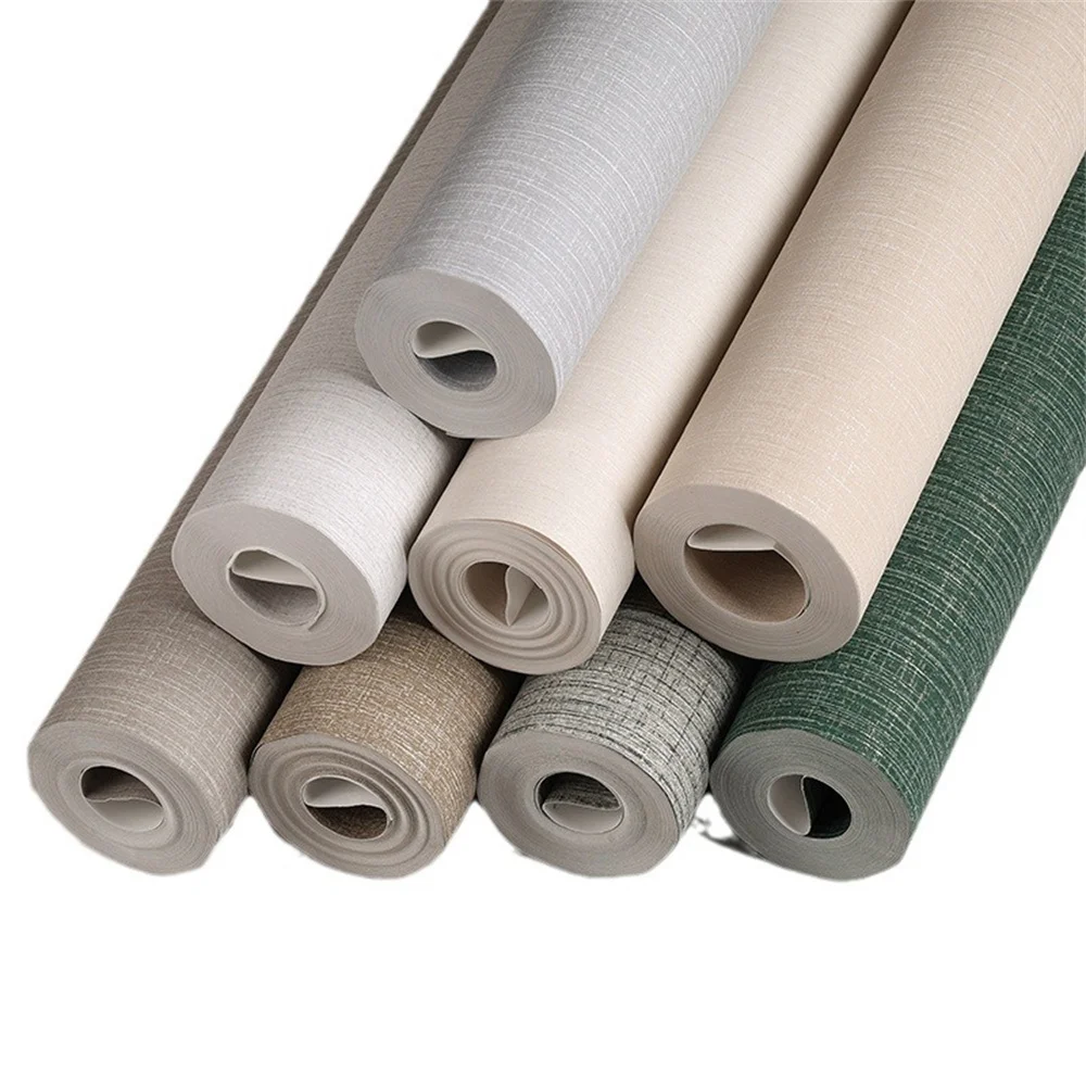 Plain Linen Wallpaper Living Room Bedroom Imitation Straw Woven обои Solid Color Wallpaper Hotel
