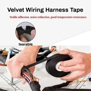 A Roll 25M Adhesive Cloth Fabric Tape Cable Looms Wiring Harness For Car Auto Black Wiring Harness image 4