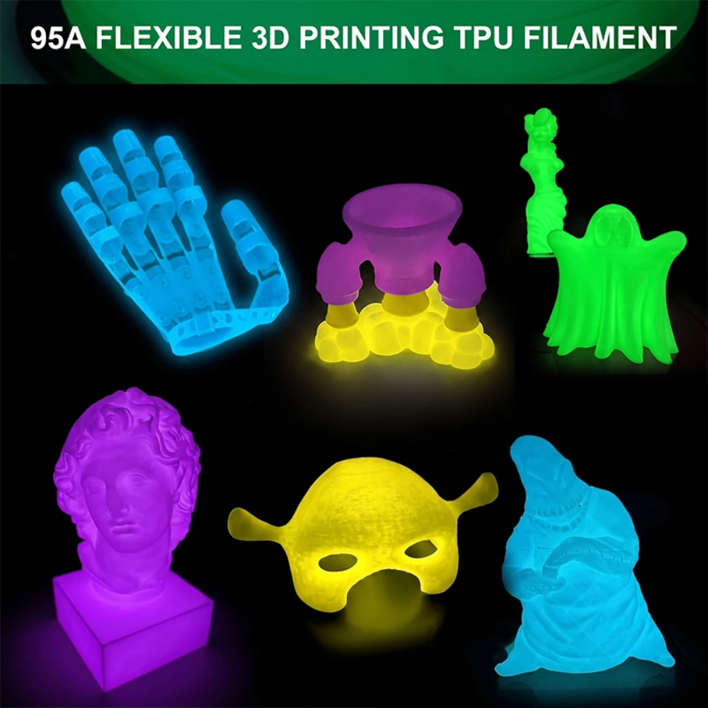 95A TPU 3D-Drucker-Filament, 1,75 mm, leuchtet im Dunkeln, weiches, flexibles TPU-Filament für 3D-Druck, 250g Spule – Detail 4