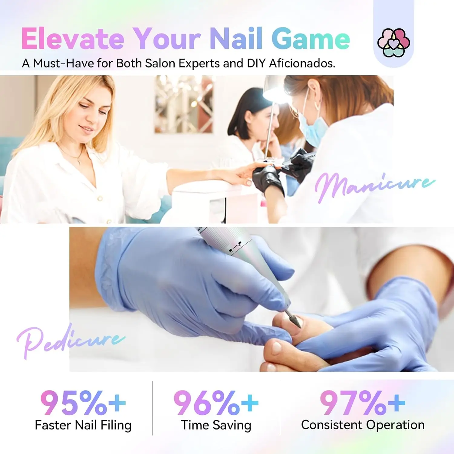 เครื่องเจียรเล็บแบบมืออาชีพ 40000 รอบต่อนาที ชาร์จซ้ำได้ พร้อมแบตเตอรี่ 6000mAh และหัวเจียร 13 แบบ สำหรับทำเล็บอะคริลิคทั้งมือและเท้า