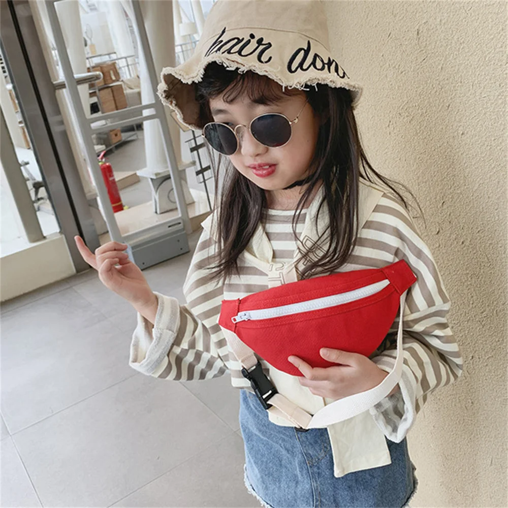 Casual Canvas Chest Bags Solid Waist Packs Daily Children Fanny Pack Hip Purse Chest Waist Bags Girls Cute Leisure Belt Bag