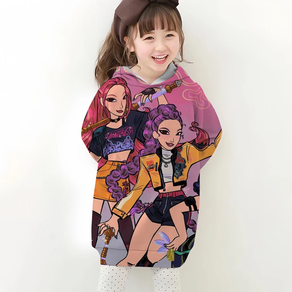 

Girls Dress New Brand Baby Girls Blouse KPop Demon Hunters Hooded Long Sleeve Children Clothing Dress Girls Clothes