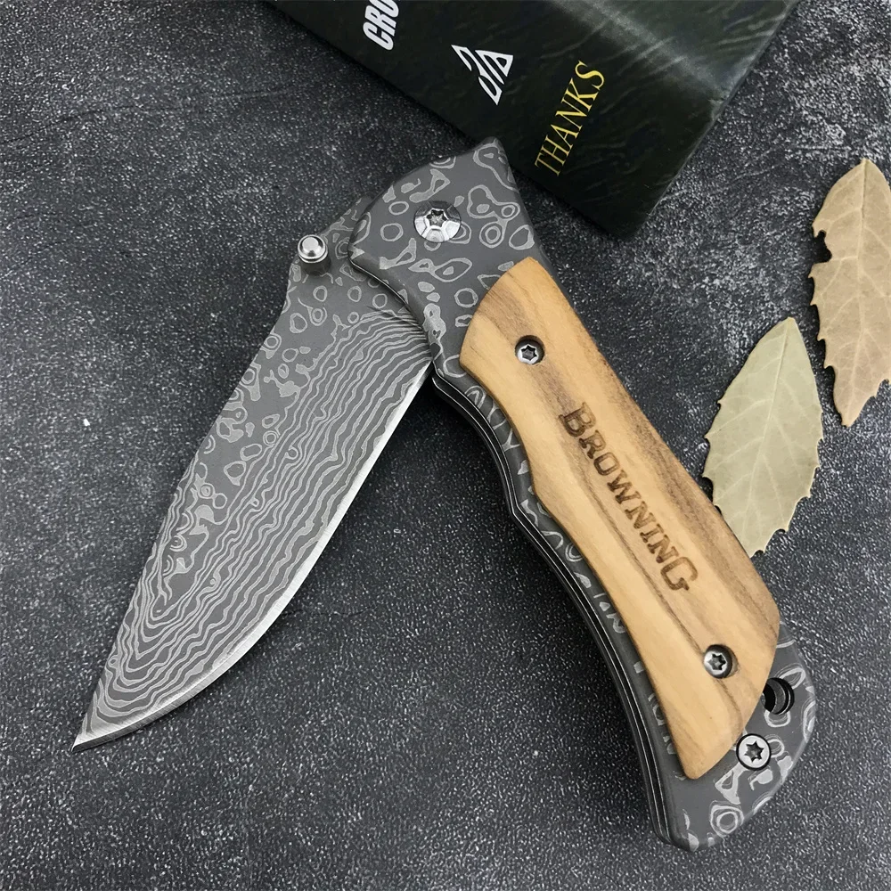 BN 339 Folding Pocket Knife 5Cr13Mov Blade Shadow Wood Handles High Quality Hunting Tactical Knives Utility Outdoor Combat Tools