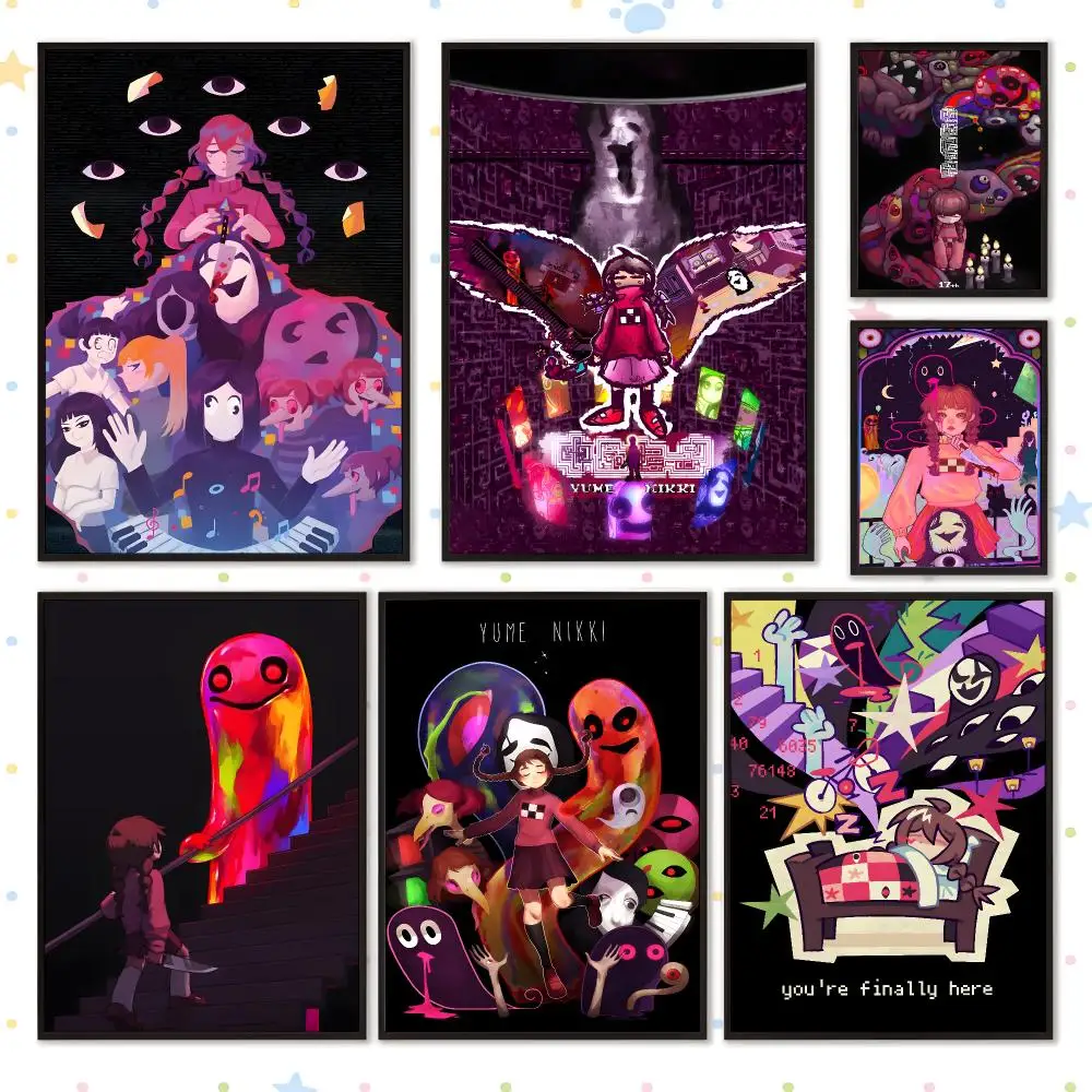Game Gaming Indie Action Yume Nikki Poster HD Waterproof PP Self Adhesive Aesthetic Bedroom Dorm Gaming Room Home Decor Gift