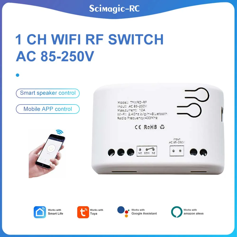 

Tuya 1Channels Smart Motor Module Switch DC / AC 7-32V 85-250V Для интеллектуального света, автоматических дверей гаража двигатель Реле Приемник