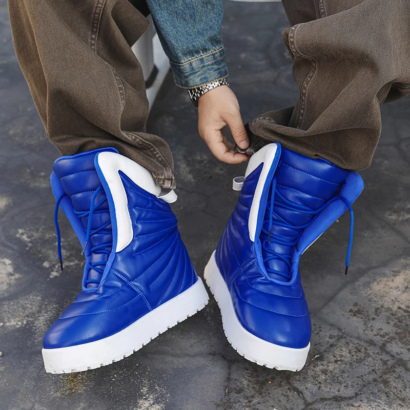 

Original High-top Outdoor Fashion Boots From A Niche and Trendy Fashion Brand with Large-sized Flat Bottoms PU Leather in Autumn