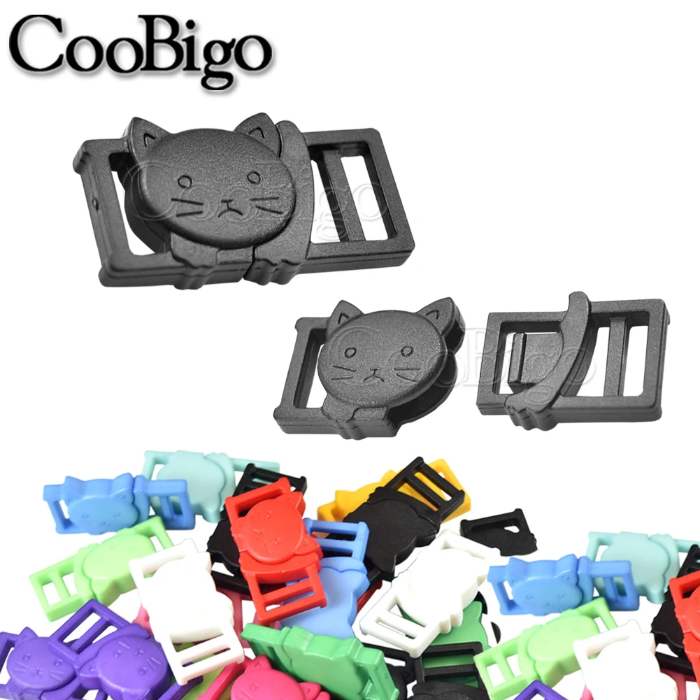 10pcs Plastic Safety Breakaway Buckles Cat Head Bracelet Buckle Pet Collar Paracord Rope Webbing Strap DIY Accessories Colorful