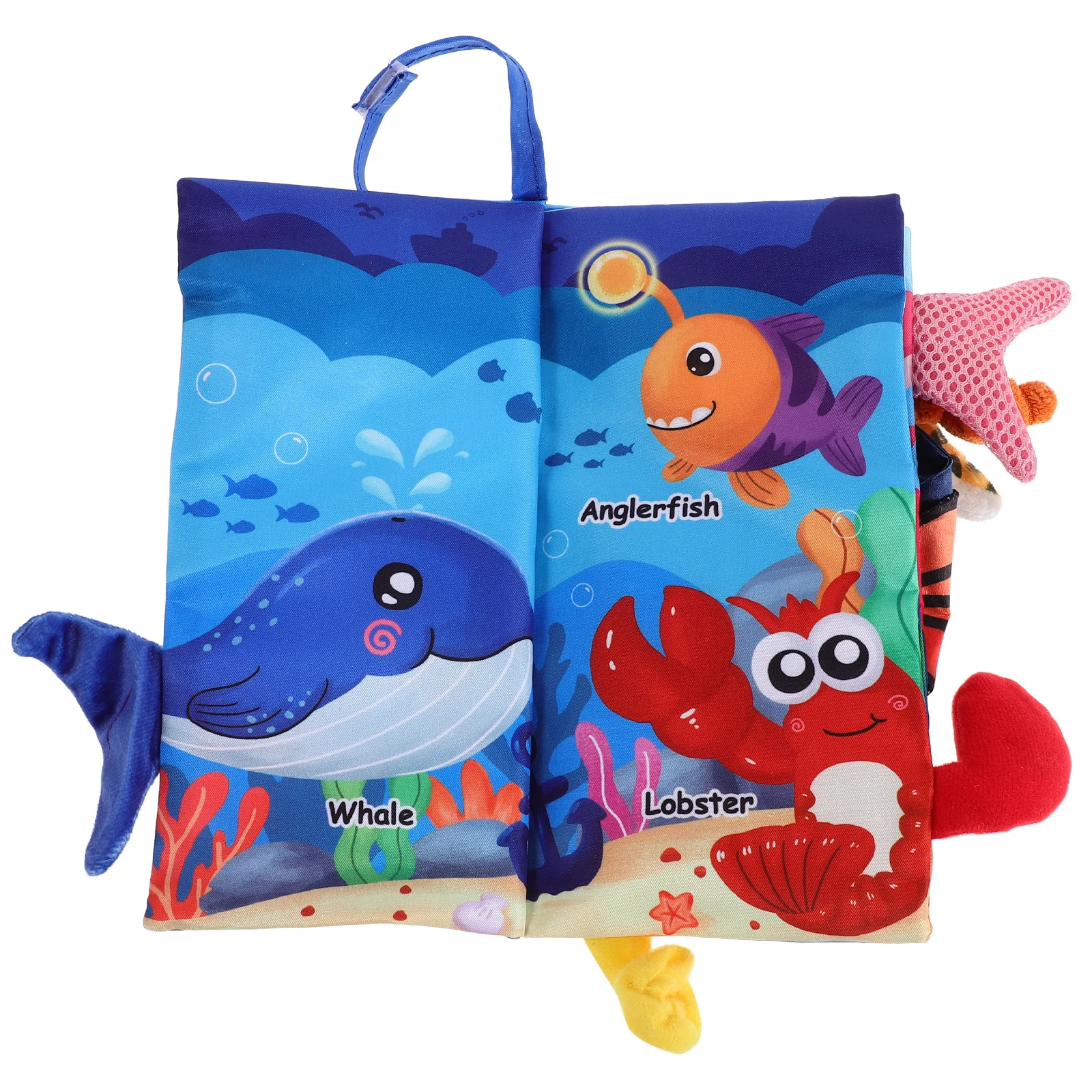 Livre froissé en tissu pour bébé sur le thème de l'océan, livre de bain silencieux pour nourrissons en tissu doux pour le développement sensoriel du nouveau-né, activité d'éducation précoce